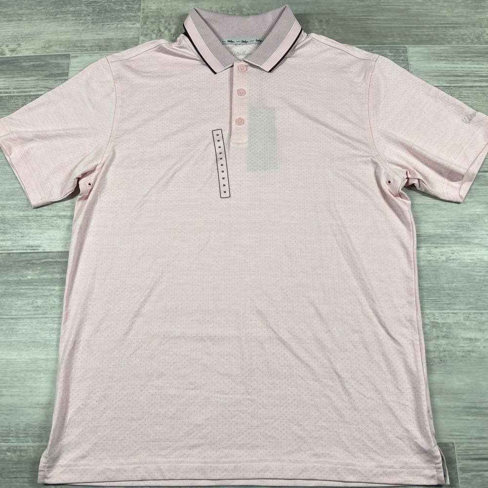 Walter Hagen Men's Performance 11 Birds Eye Pink Tulip Short Sleeve Golf Polo M